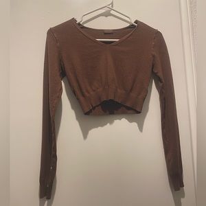 One sized Long sleeve brown crop top